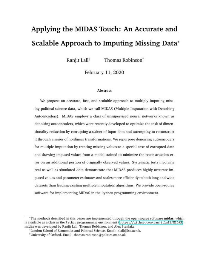 Applying The MIDAS Touch: An Accurate And Scalable Approach To Imputing ...