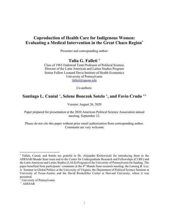 Coproduction of Health Care for Indigenous Women Evaluating a