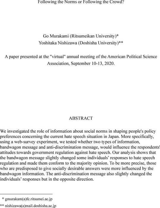 Thumbnail image of Murakami&Nishizawa APSA2020 Following the Norms or Following the Crowd.pdf