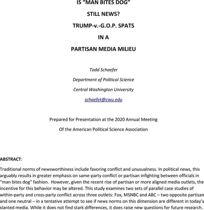 Is Man Bites Dog Still News Trump V Gop Spats In A Partisan Media Milieu American Government And Politics Apsa Preprints Cambridge Open Engage