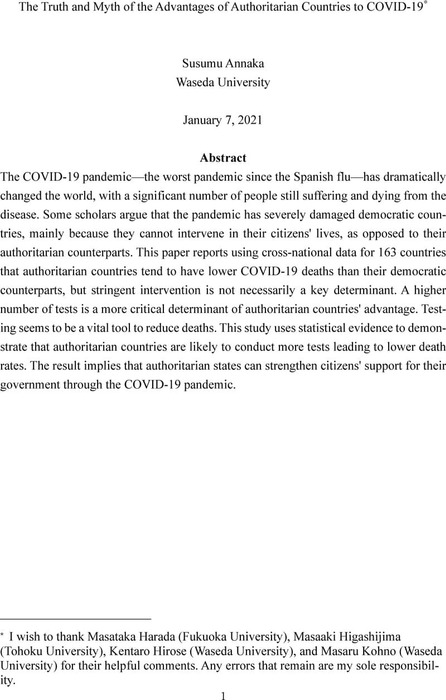 The Truth and Myth of the Advantages of Authoritarian Countries to ...