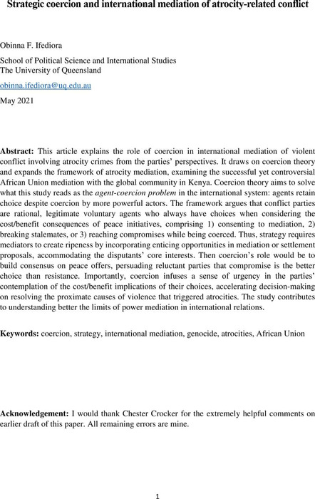Thumbnail image of Strategic coercion and international mediation of atrocity-related conflict.pdf