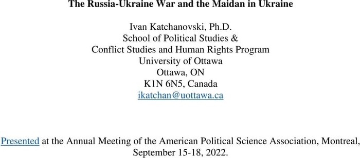 Thumbnail image of Russia-Ukraine War and the Maidan in Ukarine APSA 2022 final.pdf
