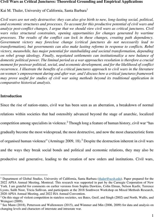 Thumbnail image of Thaler-Civil Wars as Critical Junctures APSA 2022.pdf