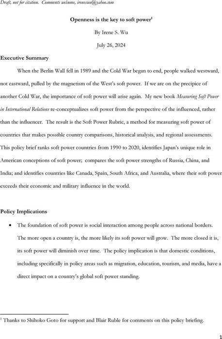 Openness is the key to soft power | International Relations | APSA ...