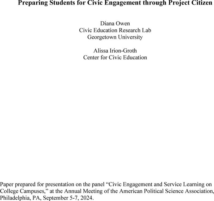 Preparing Students for Civic Engagement through Project Citizen ...