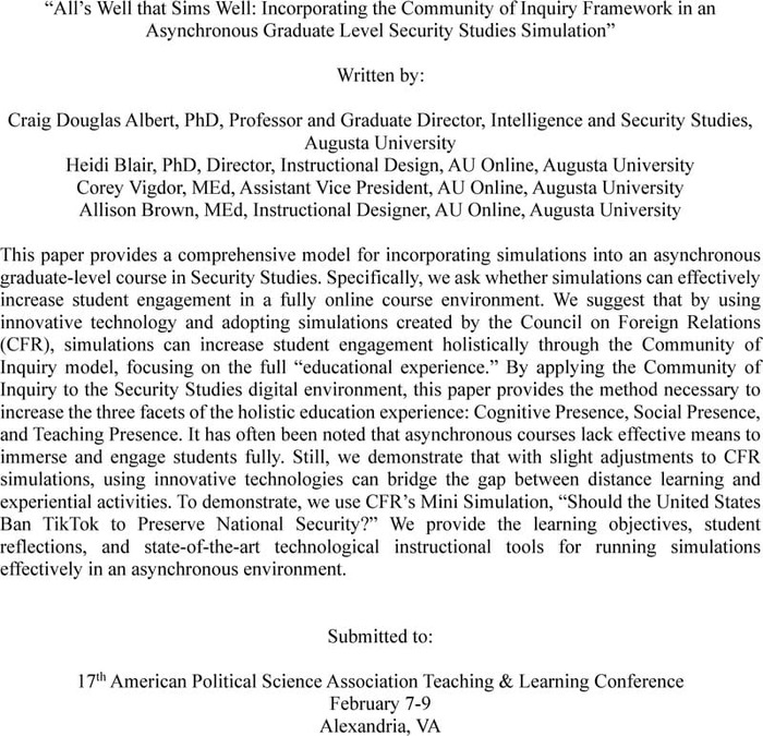 All’s Well that Sims Well: Incorporating the Community of Inquiry ...