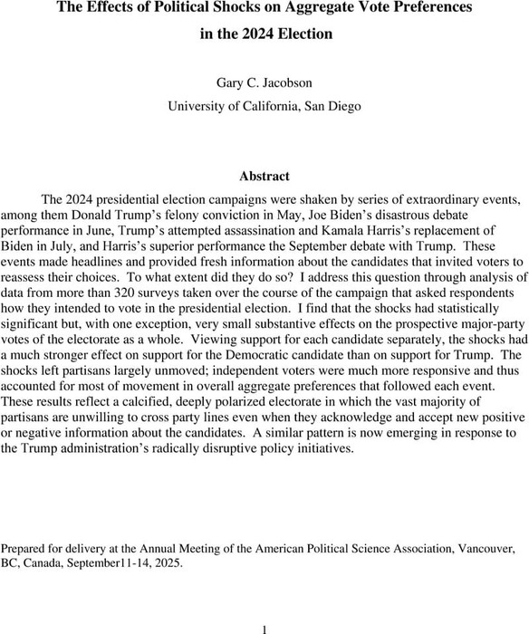 The Effects of Political Shocks on Aggregate Vote Preferences in the ...