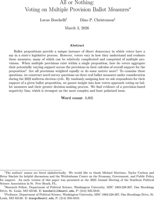 All or Nothing: Voting on Multiple Provision Ballot Measures | American ...