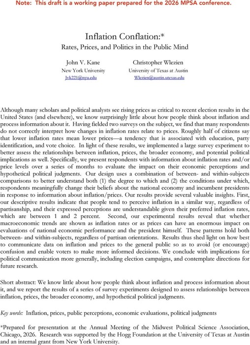 Inflation Conflation: Rates, Prices, and Politics in the Public Mind ...