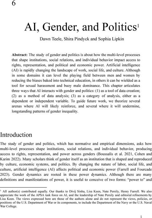 AI, Gender, and Politics | Politics of Gender | APSA Preprints ...