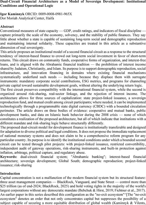 Dual-Circuit Financial Architecture as a Model of Sovereign Development ...